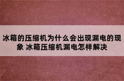 冰箱的压缩机为什么会出现漏电的现象 冰箱压缩机漏电怎样解决